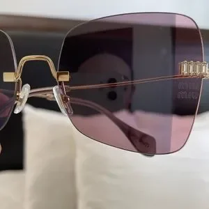 Miu Miu Oversized squared sunglasses worn a few times practicality new Miu Miu // Blue & Gold SMU07O Square Sunglasses – VSP  main image 4